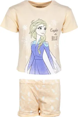 Produktbild von Disney Die Eiskönigin Elsa Kinder kurzarm Schlafanzug Pyjama Shirt Shorts – Orange / 98