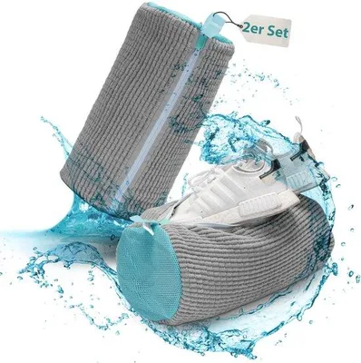 Image de Lot de 2 sacs de lavage souples pour chaussures, avec fermeture à glissière