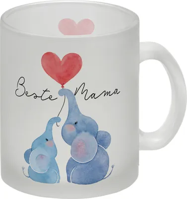 Produktbild von Elefant Mutter und Kind Glas Tasse mit Spruch Beste Mama