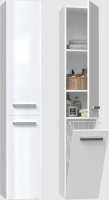 Produktbild von BDW Badezimmer Schrank Hochschrank, Hoher Badschrank, Weiß glänzend
