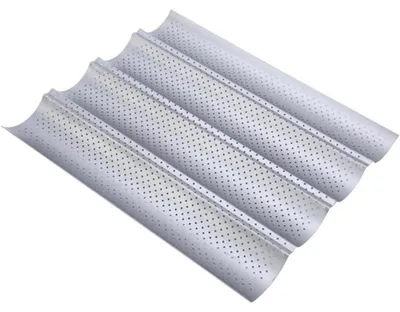 Produktbild von Baguette Backform für 4 Baguettes mit Antihaftbeschichtung 38 x 33 x 2 cm Silber
