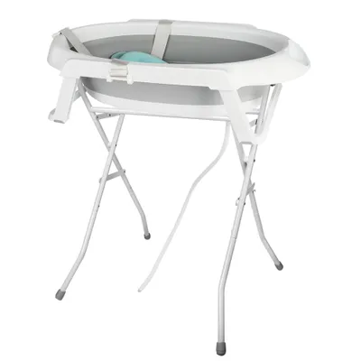Produktbild von Babybadewanne mit Ständer,Faltbar Badewanne Baby für Baby 0-12 Jahre und Neue Mutter,Neugeborene Babybadewanne 66x61x82cm Grau