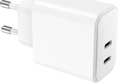 Immagine prodotto di WOW, caricatore a doppia porta 40W USB-C (20W + 20W) Power Delivery, bianco