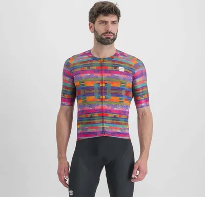 Obrázok produktu pre Cyklistický dres SPORTFUL s krátkym rukávom - GLITCH BOMBER - viacfarebný/ružový XL