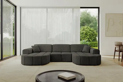 Produktbild von ALTDECOR Ecksofa in U-Form Livo-U1 - 315x173x79,5 cm Schwarz - Corner Sofa Bett Eckcouch Couch L-Form Wohnlandschaft Cauchsofa