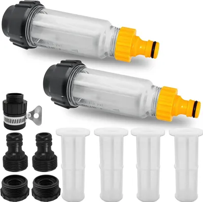 Obrázek produktu pro Vodní filtr pro zahradní hadici, 2 kusy sady předfiltrů 3/4 palce se 4 filtračními patronami a 5 rychlospojkami pro tlakové myčky, zahradní čerpadla, zavlažování zahrad, obytné vozy