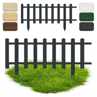 Produktbild von Floranica Zierzaun aus Holz 100 x 20 cm Anthrazit (imprägniert) Steckzaun als Beeteinfassung Rasenkante Tierzaun Bauernzaun
