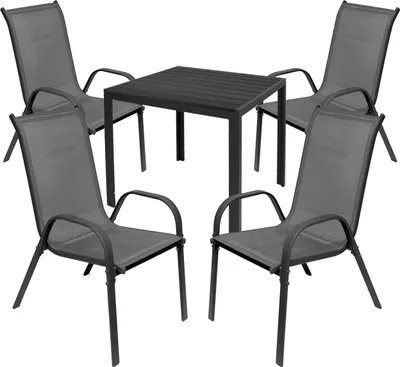 Immagine prodotto di Set da giardino Set di sedute 5 pezzi 80x80cm Non-Legno Antracite