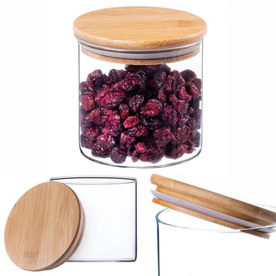 Vorratsdose Glas mit Bambusdeckel, 680 ml, luftdicht, rund