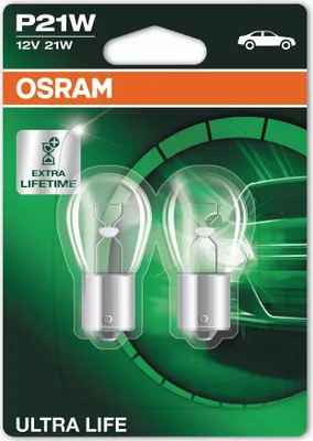 Produktbild von 2 Stück OSRAM ULTRA LIFE Lampen Birnen für Fassung BA15s P21W 21 Watt
