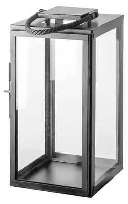 Produktbild von FINK Laterne SEVILLA mit Glas - Windlicht aus Edelstahl pulverbeschichtet, grau, schwarz, H 48 cm, B 24 cm, Wohnzimmer