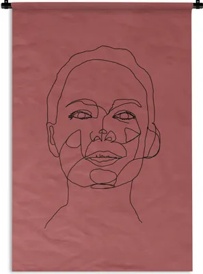 Produktbild von MuchoWow® Wandteppich Wandbehang Linienkunst - Frau - Minimalismus 60x90 cm Tapisserie Dekoration Wandtuch - Foto-Teppich - Abwaschbar