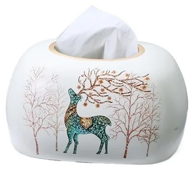 Image de Boîte à mouchoirs en céramique avec motif à carreaux