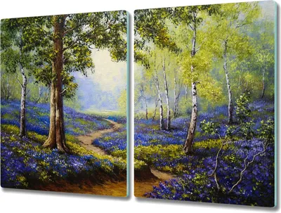 Produktbild von Coloray Herdabdeckplatte 2x40x52 cm Schneidebrett Kochplattenabdeckung Küchenbrett Hackbrett - Blüten Waldbaum