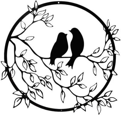 Image de INF Décoration murale en métal – Silhouette d'oiseaux amoureux Le noir model 1