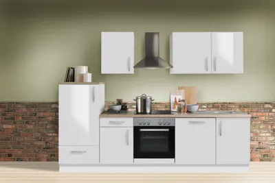 Produktbild von Küchenzeile mit Elektrogeräten White Premium Lack Weiß 280 cm