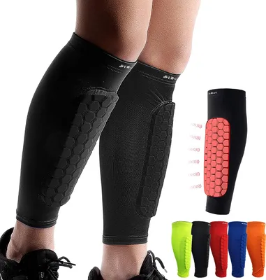 Produktbild von Schienbeinschoner Fussball, Schienbeinschoner Fußball Herren und Damen Schienbeinschützer mit innovativer Doppeltasche Sleeves Socken(Schwarz,XL)