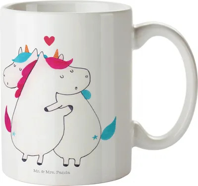 Produktbild von Mr. & Mrs. Panda Pott Einhorn Mitteilung - Weiß - Geschenk, Liebe, Haferl, Valentinstag, Einhörner, Spruch, Unicorn, Witzig, Plastikbecher, Trinklernbecher, Kindertasse