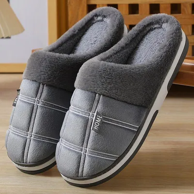 Produktbild von Baumwollpantoffeln Herren Übergröße Winter Baumwollpantoffeln Damen Warme Wollpantoffeln Plüschpantoffeln
