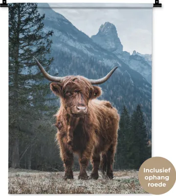 Produktbild von MuchoWow® Wandteppich Wandbehang Schottisches Hochlandrind - Tiere - Wald 60x80 cm Tapisserie Dekoration Wandtuch - Decke - Wandtücher - Wohne