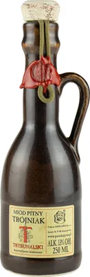 Produktbild von Trybunalski Trójniak- Honig (Drittel) 0,25L im Steinzeuggefäß | Met Honigwein Metwein Honigmet | 250 ml | 13% Alkohol | Polnische Produktion | Geschenkidee | 18+
