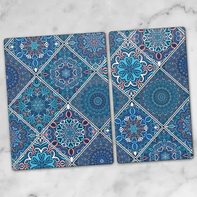 Produktbild von Glas-Herdabdeckplatten Glaskeramikkochfeld-Abdeckung Spritzschutz Glas 70x52 cm Mosaik-Fliesen