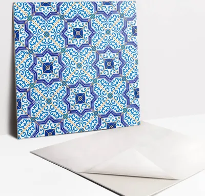 Produktbild von Fliesenaufkleber Set - 9 Stück Selbstklebende PVC Fliesen-Designs - Für Bad und Küche 30 x 30 - Fliesen mit einem portugiesischen Motiv