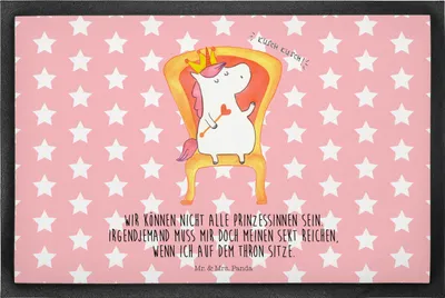 Produktbild von Mr. & Mrs. Panda fußmatte Einhorn Prinzessin 40 x 60 cm - Rot Pastell - Geschenk, Unicorn, Schmutzfangmatte, Geburtstagsgeschenk, abstreifer, Monat, Bodenvorleger