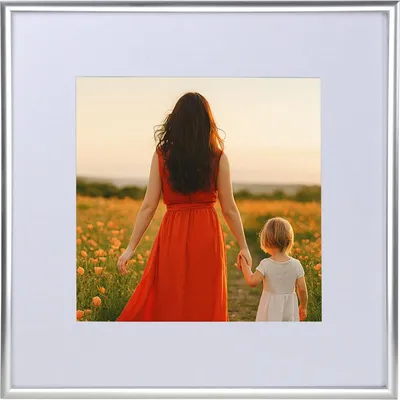 Produktbild von New Lifestyle Kunststoff Bilderrahmen mit Passepartout & Kunststoffglas Collage Wanddeko Poster Hoch- & Querformat - Farbe: Silber | Format: 30x30