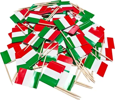 Imagen del producto de Palillos de dientes con motivos de la bandera italiana, 200 unidades, 9 x 2,5 cm, ideales para servir con aperitivos