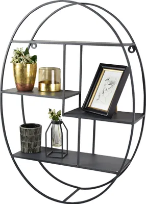 Produktbild von LOFT42 Wally Wandregal oval - Metall - Schwarz - 50x70x15