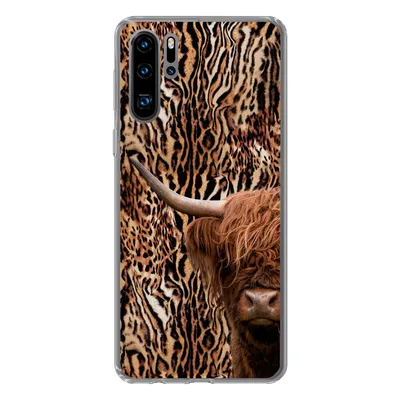 Produktbild von MuchoWow® Handyhülle Schutzhülle Hülle für Huawei P30 Pro Schottischer Highlander - Kuh - Pantherdruck Silikon Softcase Handy Hülle - Schutzdeckel