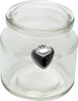 Produktbild von 12 x Teelichtgläser - Windlichter H 7,5 cm inkl. 12 Herzen mit Öse zum Hängen