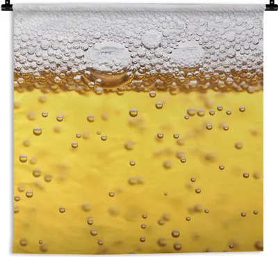 Produktbild von MuchoWow® Wandteppich Wandbehang Bierblasen im Glas 60x60 cm Tapisserie Dekoration Wandtuch - Dekorationen - Wand Decke
