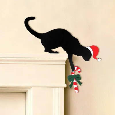 Holz-Türkranz Weihnachten mit Katzenmotiv, 1 Stück