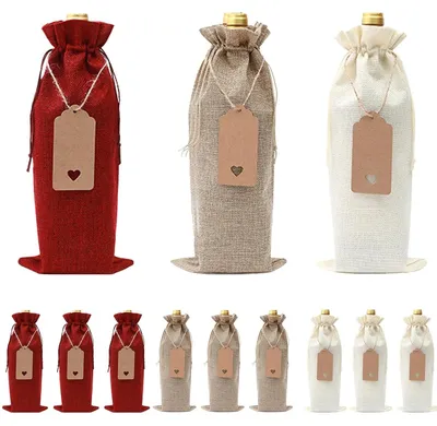 Immagine prodotto di Set di 12 sacchetti per bottiglie per Natale con etichette regalo