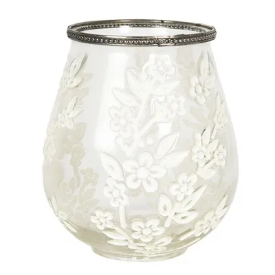 Produktbild von Windlicht Sakura - klar/weiß - Glas/Metall - 15,5x18,5 cm