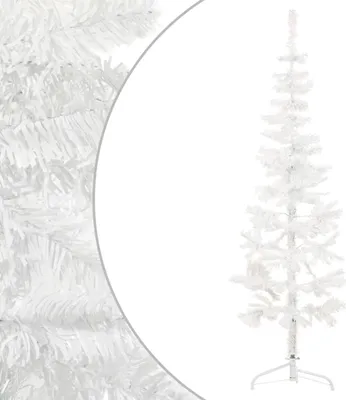 Obrázek produktu pro Úzký umělý poloviční vánoční stromek se stojanem bílý 150 cm