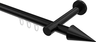 Produktbild von Interdeco Innenlaufstange / Gardinenstange mit Innenlauf Schwarz, Typ Prestige Savio (Kegel), 20 mm Ø 1-läufig, 480 cm