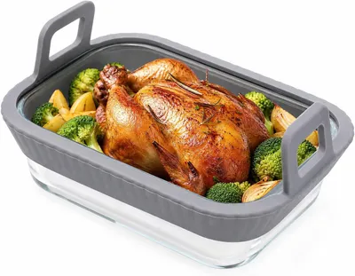 Produktbild von Glas Auflaufform mit Silikongriffen für Airfryer 19,5 x 15 x 4,8 cm