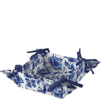 Imagen del producto de Cesta para pan, 20x20x7 cm, diseño "Delft" azul y blanco, motivos florales