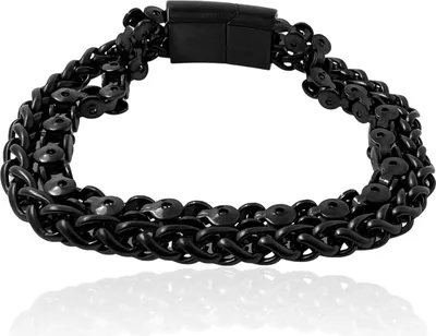 Produktbild von MARTIN1985 Schwarzes Edelstahl Kettenglieder Armband Uni Damen Herren mit magnetischem Edelstahlverschluss Geschenkverpackung Länge - 20,5 cm