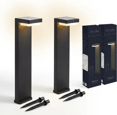 Produktbild von ZOLUNA Bram Solarlampen 2er Set Für Außen Mit Bewegungsmelder, 3000K, IP44 Wasserdicht, Solarleuchten Garten, Solar Gartenleuchten Für Außen