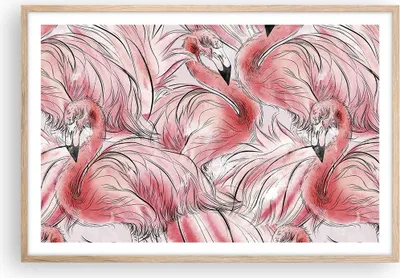 Produktbild von Gerahmtes Poster - Rahmen in heller Eiche - Flamingo Pink Exotik - 91,5x61 cm - Wand Bild - Wanddeko - Wandbilder - Kunstposter - Wandposter - Bilderrahmen - Bilder - Kunstdruck - P2NAA91x61-5070