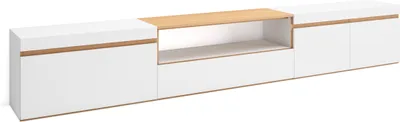 Produktbild von TV-Schrank, Lowboard, 288x35x45 cm, Fernsehtisch, Weiß und Eiche Soft