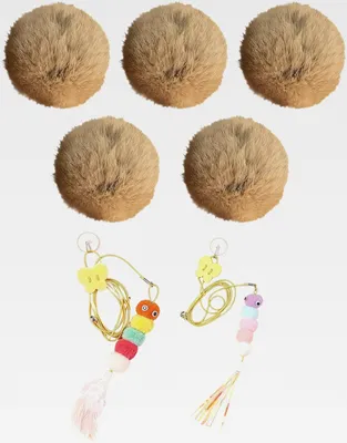 Produktbild von Flaumige Spielbälle Für Katzen | 5 Teile interaktives Katzenspielzeug mit Schnüren | Flaumig Interaktiver Kätzchen Spielball - Für Das Zuhause Und Tierzimmer Sowohl Drinnen Als Auch Draußen Für Traini