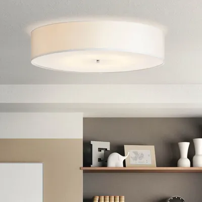 Obrázek produktu pro BRILLIANT Moderní stropní svítidlo ANDRIA | Bílé stropní svítidlo v jednoduchém designu s textilním stínidlem | Ø 70 cm | 6x E27 max. 60 W | Kov/textil