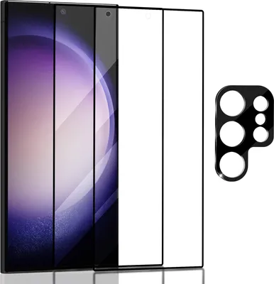 Produktbild von 2-Pack Samsung S23 Ultra 5G Displayschutzfolie & 1-Pack Kameraschutz - Gehärtetes Glas 9H - Super Qualität 3D