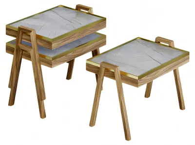 Obrázok produktu pre Konferenčný stolík set drevo béžová Moderné elegantné