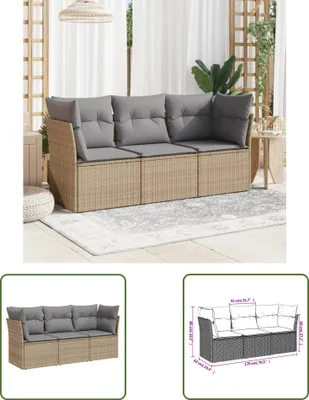 Produktbild von The Living Store 3-tlg. Garten-Sofagarnitur mit Kissen Beige Poly Rattan